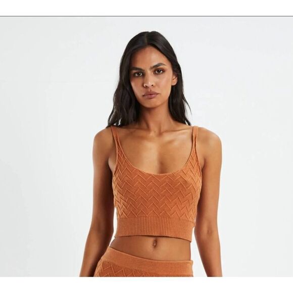 Charlie Holiday‎ Anthropologie Brown Grace Knit Cropped Top - Picture 1 of 7